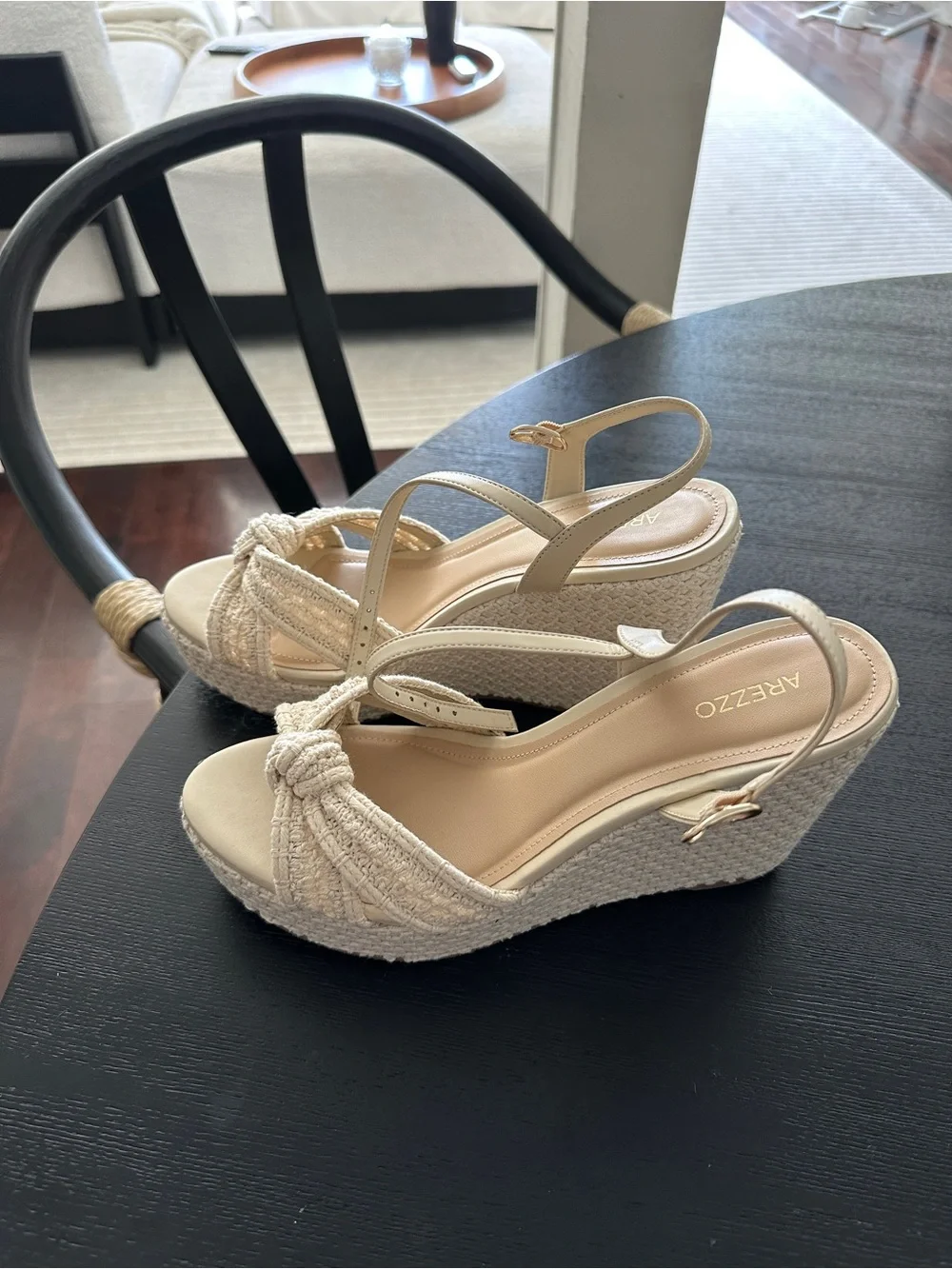 Arezzo Cream Knotted Slingback Sandals